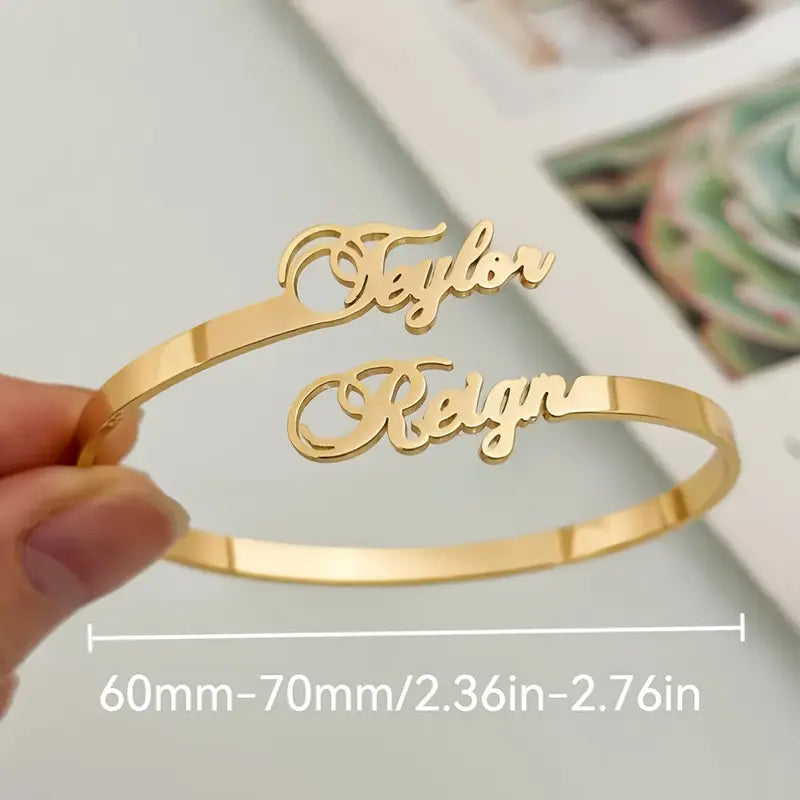 Personalized Couple’s Bracelet – Adjustable Open Design