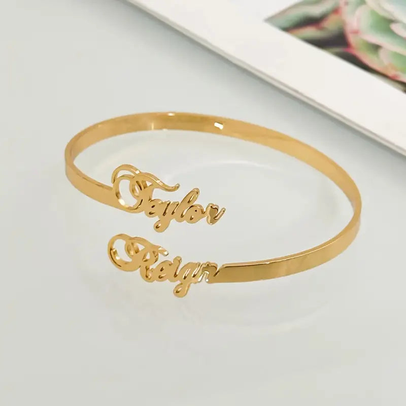 Personalized Couple’s Bracelet – Adjustable Open Design