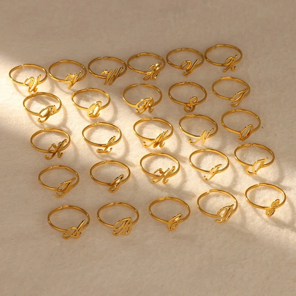 Simple Letter Adjustable Ring