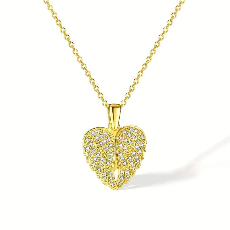 Personalized Heart Name Angel Wings Necklace