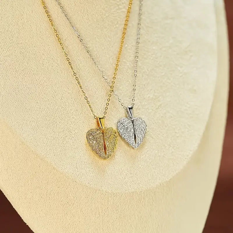 Personalized Heart Name Angel Wings Necklace