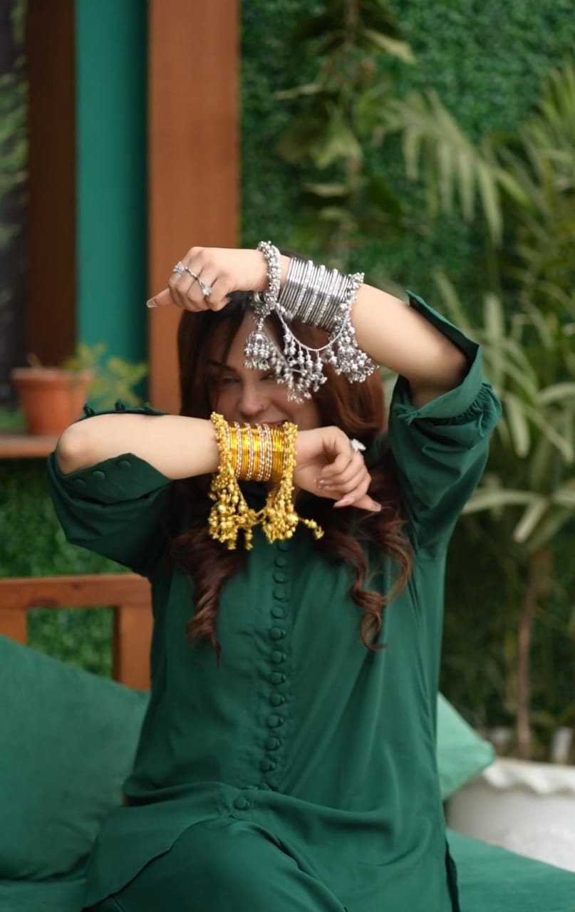 Royal Pearl & Gold Bangle Set with Jhumka Hangings