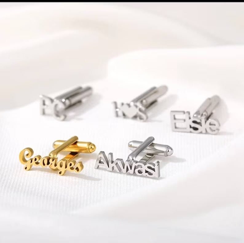 Customize Name Cufflinks – Personalized Letter Cufflinks for Groom, Wedding & Formal Wear - Ring Reza
