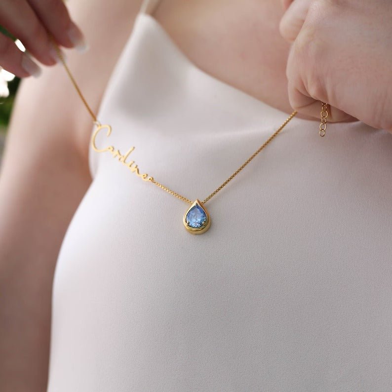 Customized Name Necklace With Stone - Ring Reza
