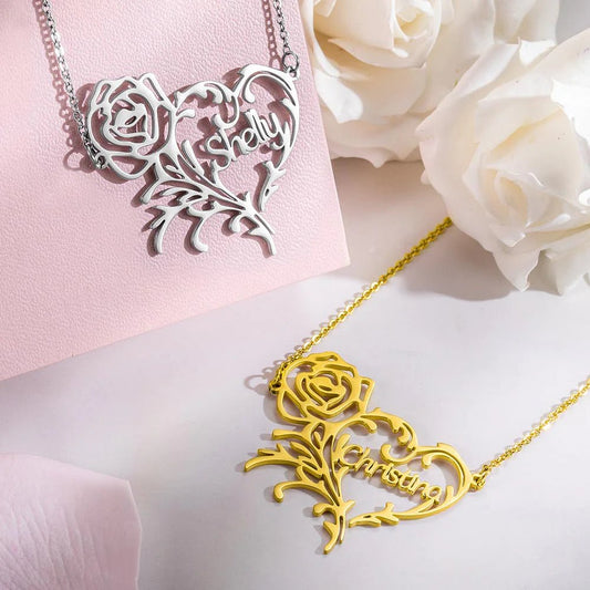 Handmade Rose Heart Necklace - Ring Reza