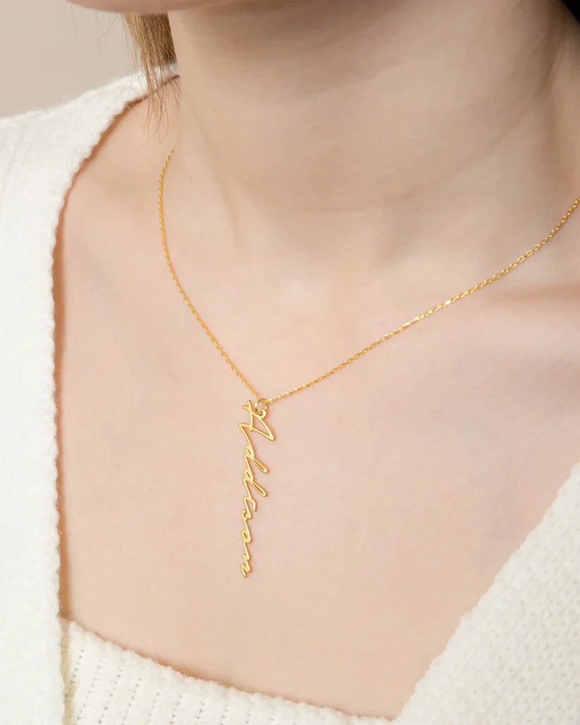 Custom Vertical Name Necklace – Personalized Jewelry Gift