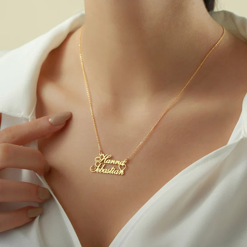 Customized Double Name Heart Necklace