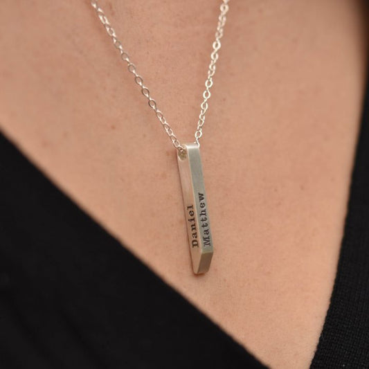 Personalized Bar Name Necklace - Ring Reza