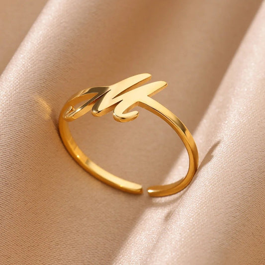 Simple Letter Adjustable Ring