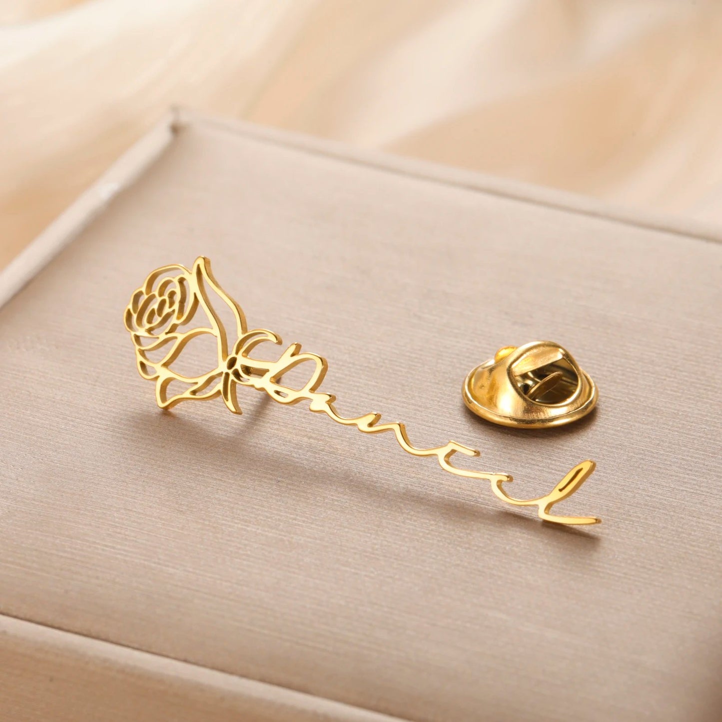 Custom Flower Name Brooch