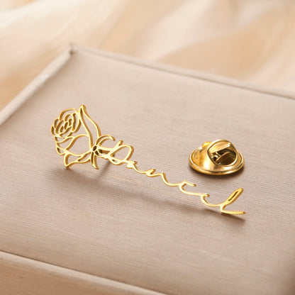 Custom Flower Name Brooch
