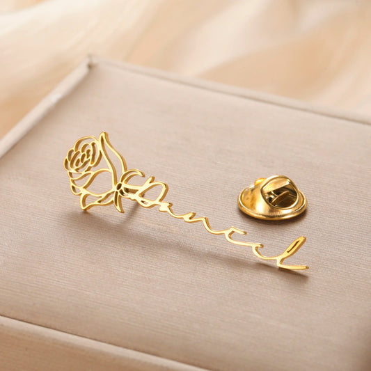 Custom Flower Name Brooch