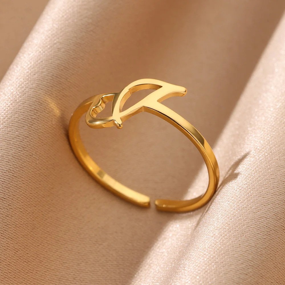 Simple Letter Adjustable Ring
