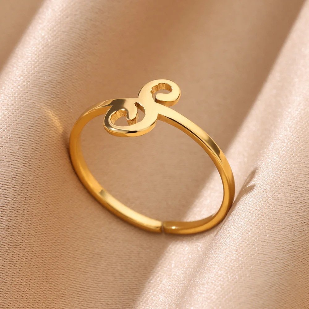 Simple Letter Adjustable Ring