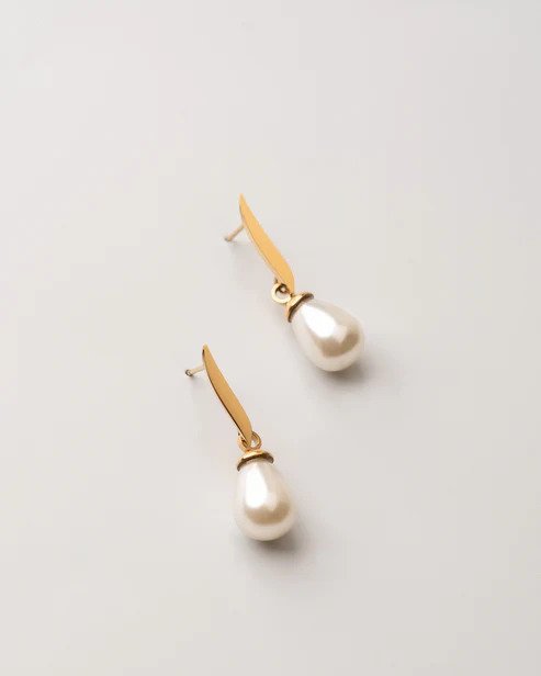 Arabic Initial Pearl Earrings