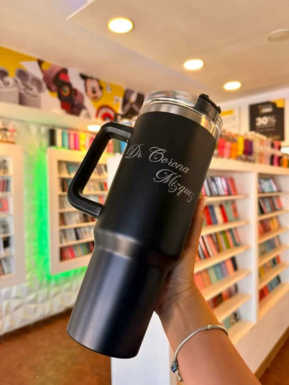 Engraved Name Thermal Travel Mug with Handle 1200ml