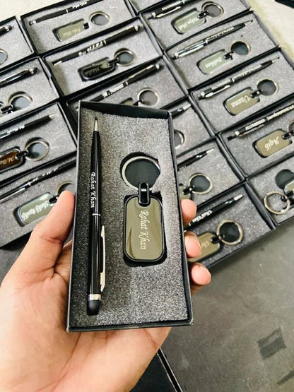 China Imported Black Name Stylus Pen +Keychain - Ring Reza
