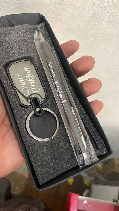 China Imported Black Name Stylus Pen +Keychain - Ring Reza