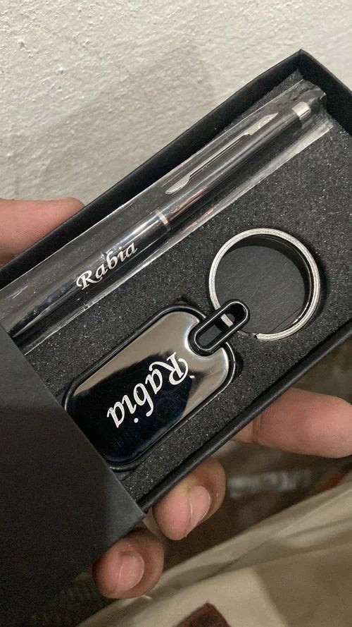 China Imported Black Name Stylus Pen +Keychain - Ring Reza
