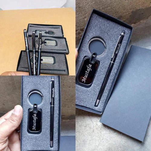 China Imported Black Name Stylus Pen +Keychain - Ring Reza