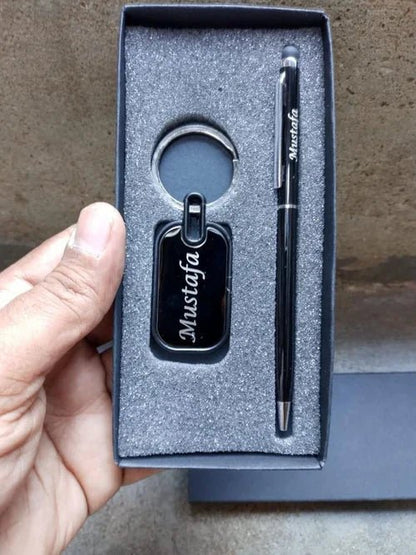 China Imported Black Name Stylus Pen +Keychain - Ring Reza