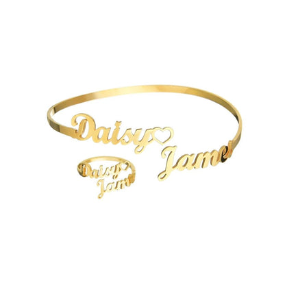 Custom Double Name Bracelet & Ring Set - Ring Reza