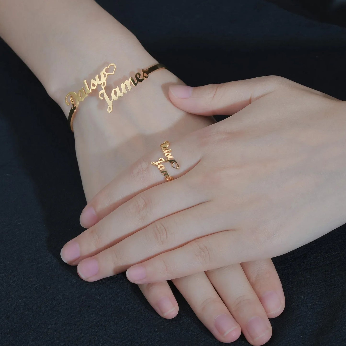 Custom Double Name Bracelet & Ring Set - Ring Reza