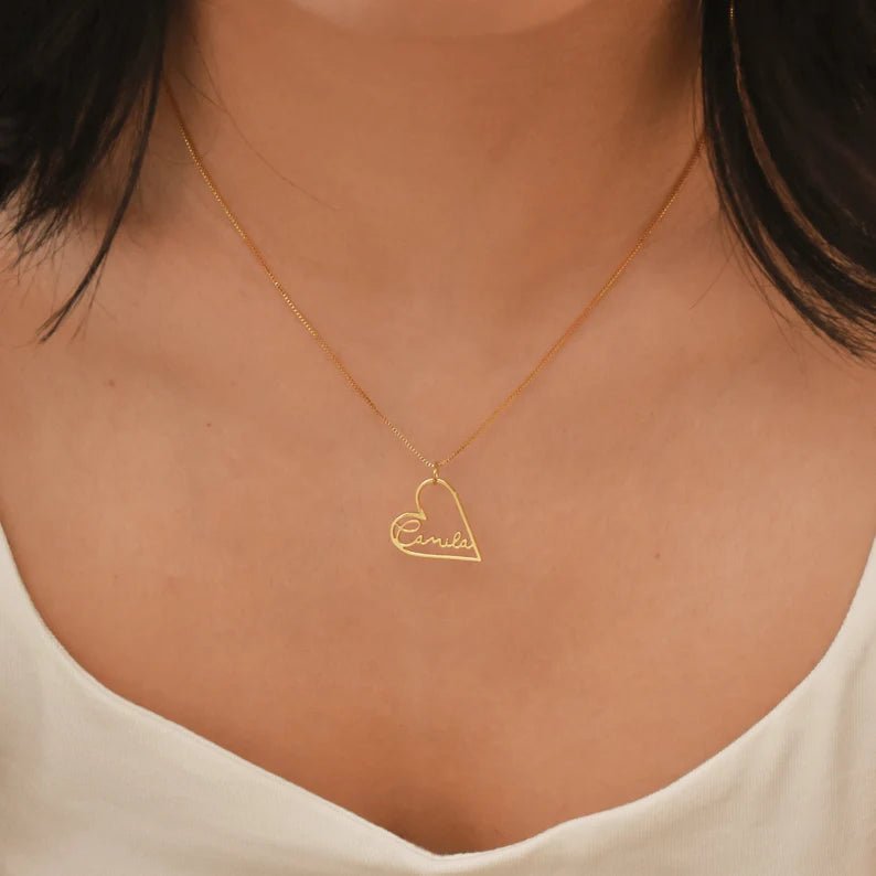 Custom Heart Name Necklace - Ring Reza