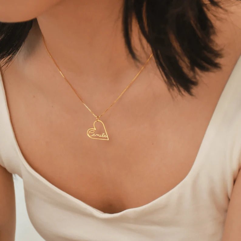 Custom Heart Name Necklace - Ring Reza