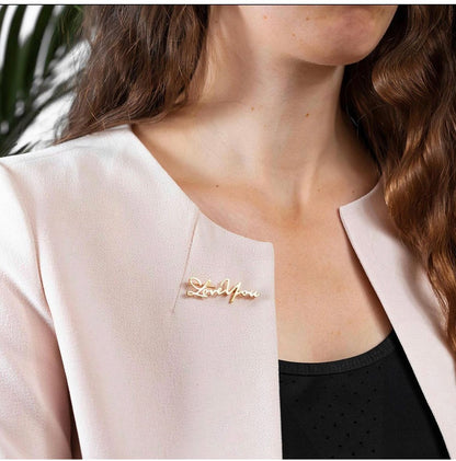 Custom Name Brooch – Personalized Silver/Golden Breastpin Clip - Ring Reza
