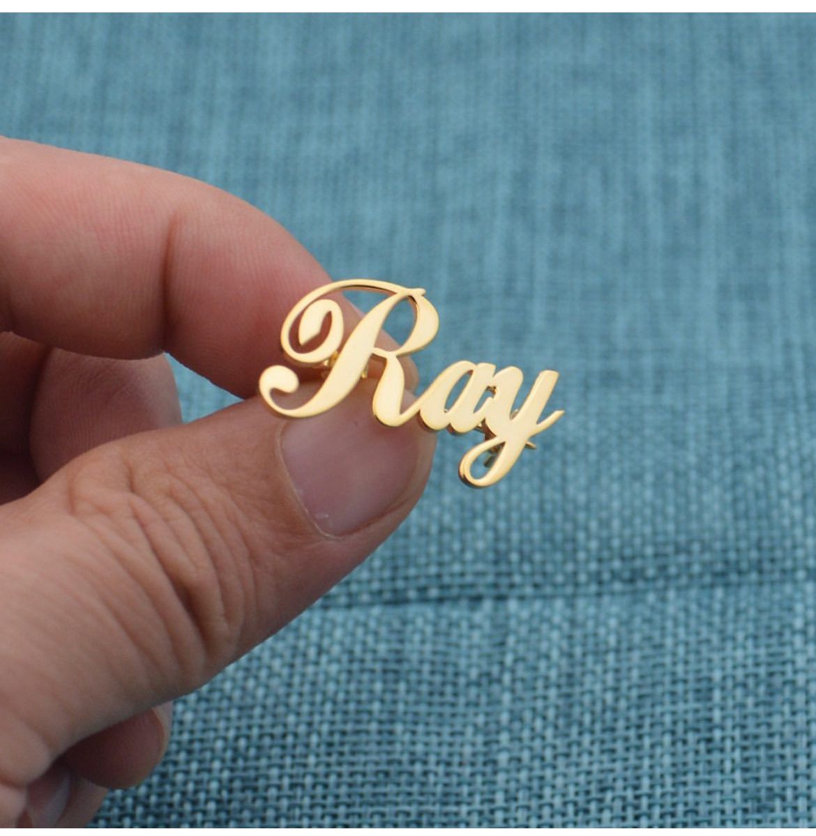 Custom Name Brooch – Personalized Silver/Golden Breastpin Clip - Ring Reza