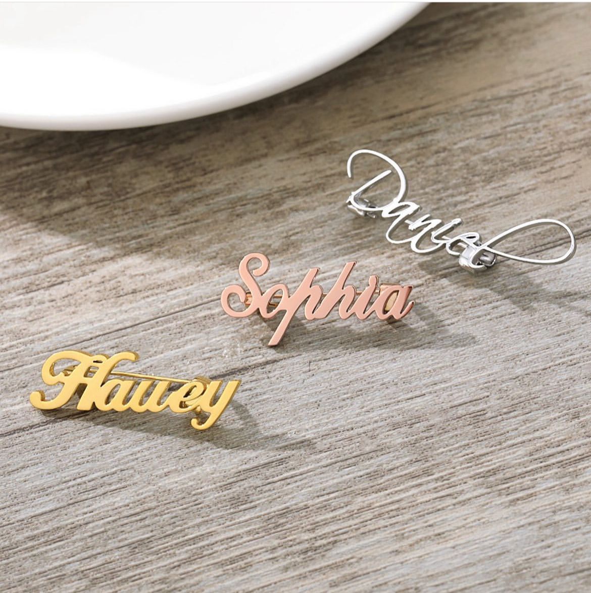 Custom Name Brooch – Personalized Silver/Golden Breastpin Clip - Ring Reza