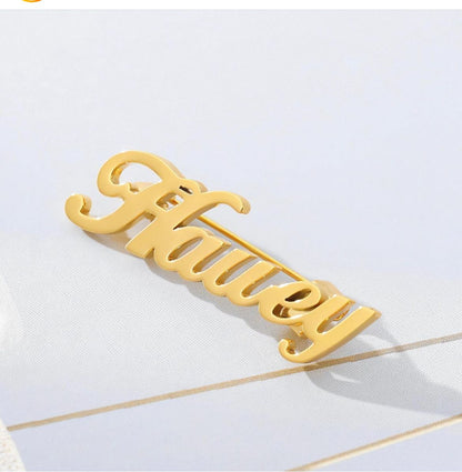 Custom Name Brooch – Personalized Silver/Golden Breastpin Clip - Ring Reza