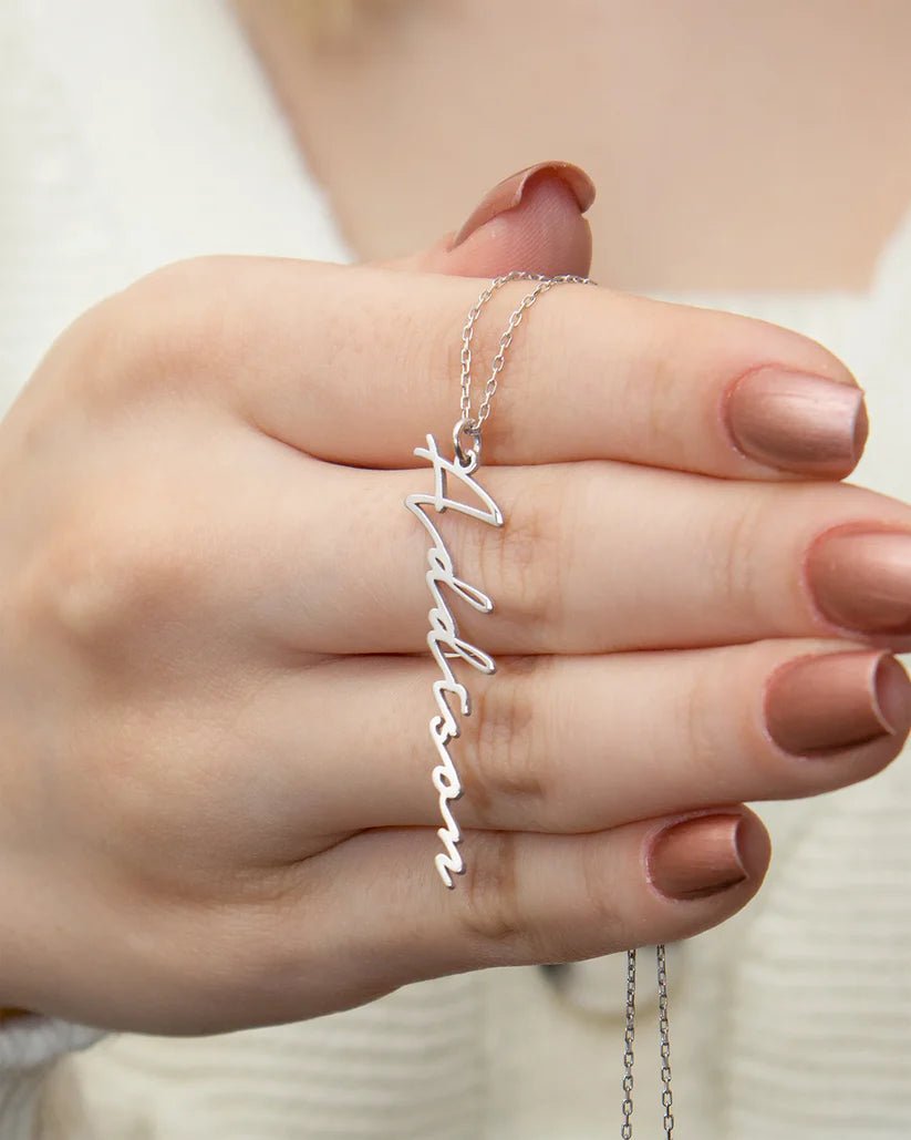 Custom Vertical Name Necklace – Personalized Jewelry Gift - Ring Reza