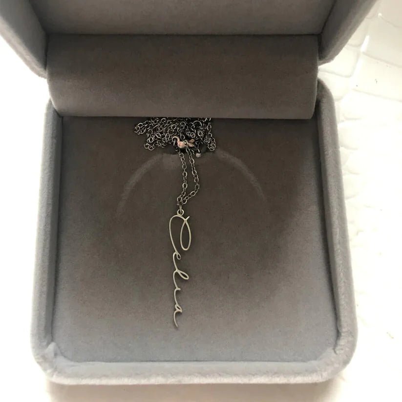 Custom Vertical Name Necklace – Personalized Jewelry Gift - Ring Reza