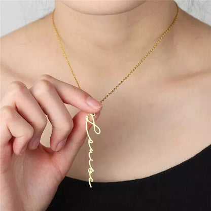 Custom Vertical Name Necklace – Personalized Jewelry Gift - Ring Reza
