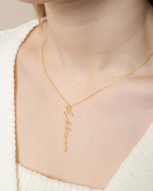 Custom Vertical Name Necklace – Personalized Jewelry Gift - Ring Reza