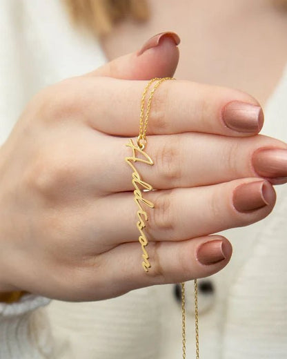 Custom Vertical Name Necklace – Personalized Jewelry Gift - Ring Reza