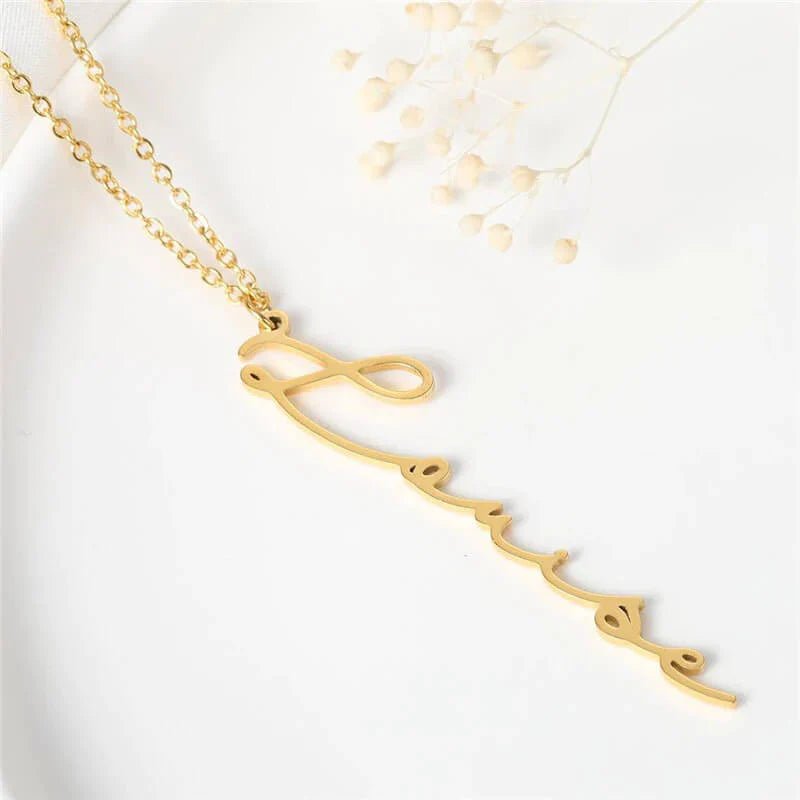 Custom Vertical Name Necklace – Personalized Jewelry Gift - Ring Reza