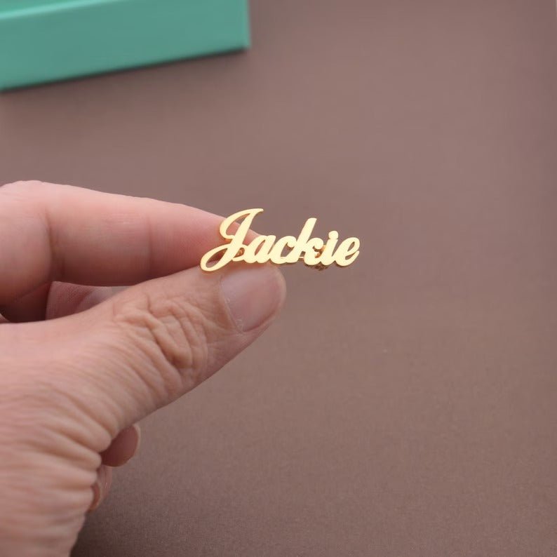 Customize Name Brooch – Personalized Silver/Golden Breastpin with Initials or Numbers - Ring Reza