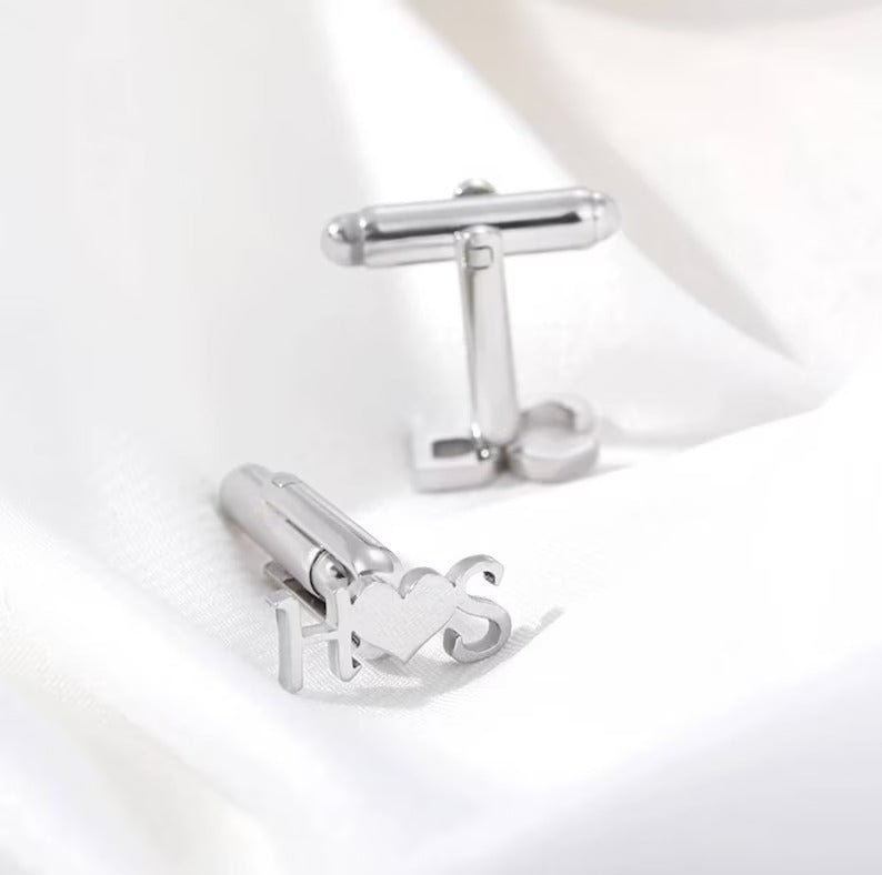 Customize Name Cufflinks – Personalized Letter Cufflinks for Groom, Wedding & Formal Wear - Ring Reza