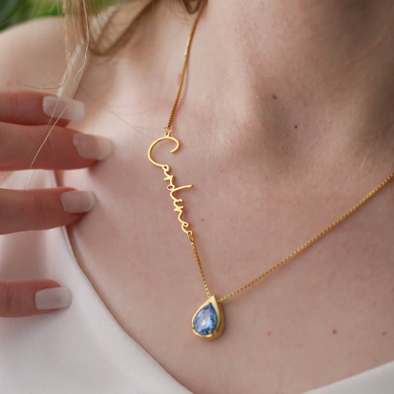 Customized Name Necklace With Stone - Ring Reza