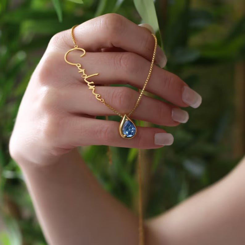 Customized Name Necklace With Stone - Ring Reza
