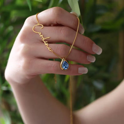 Customized Name Necklace With Stone - Ring Reza