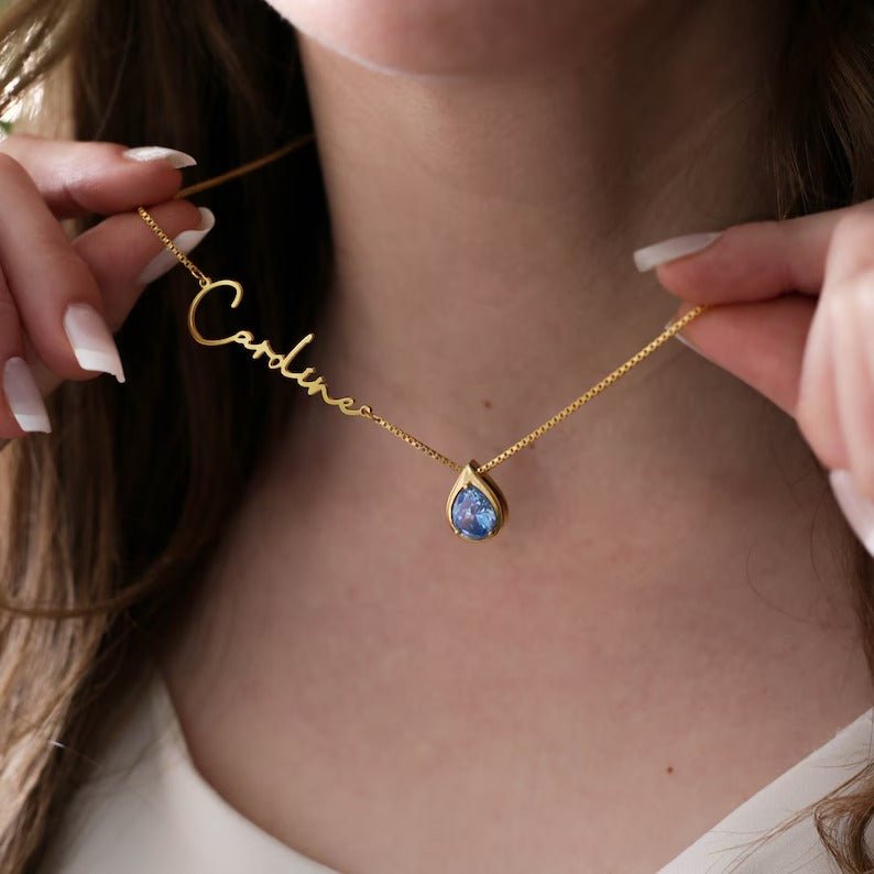Customized Name Necklace With Stone - Ring Reza