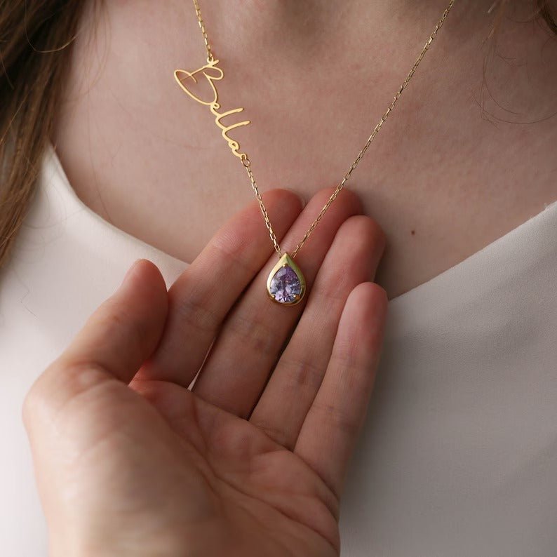Customized Name Necklace With Stone - Ring Reza