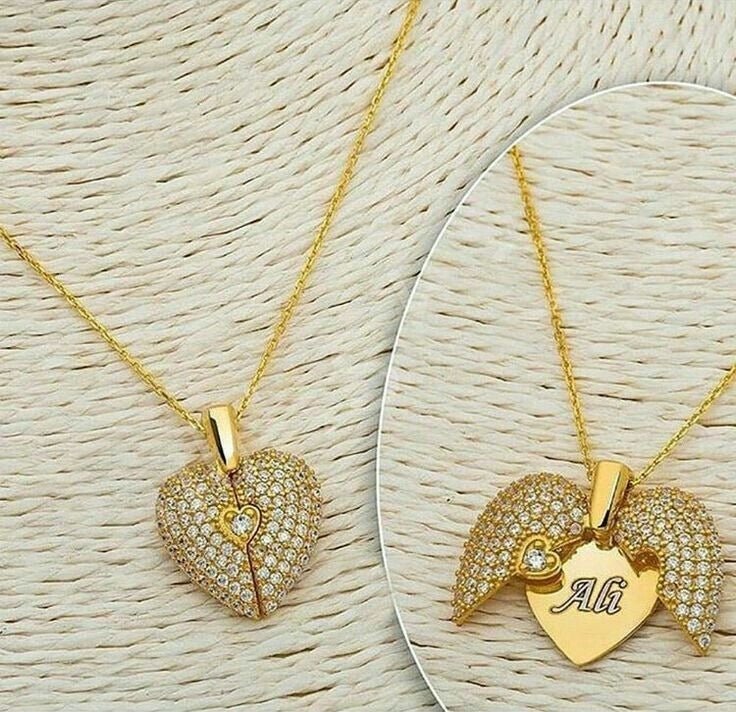Engrave Name Open Heart Neckless - Ring Reza