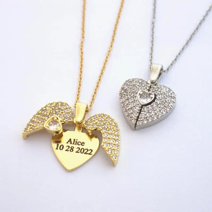 Engrave Name Open Heart Neckless - Ring Reza