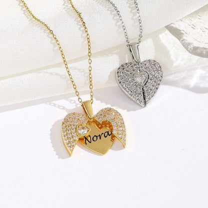 Engrave Name Open Heart Neckless - Ring Reza