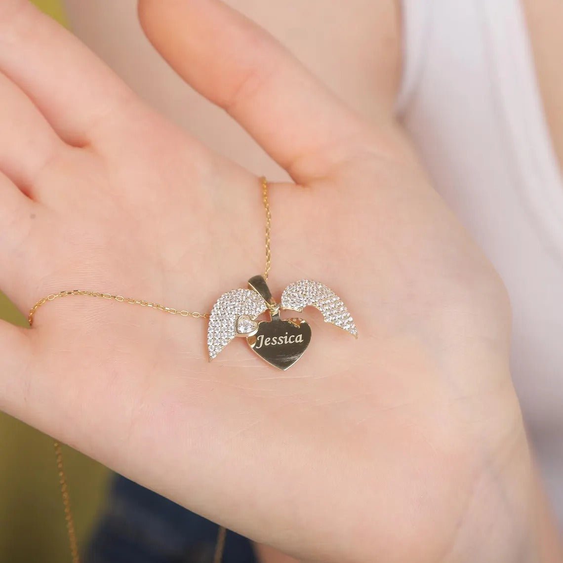 Engrave Name Open Heart Neckless - Ring Reza
